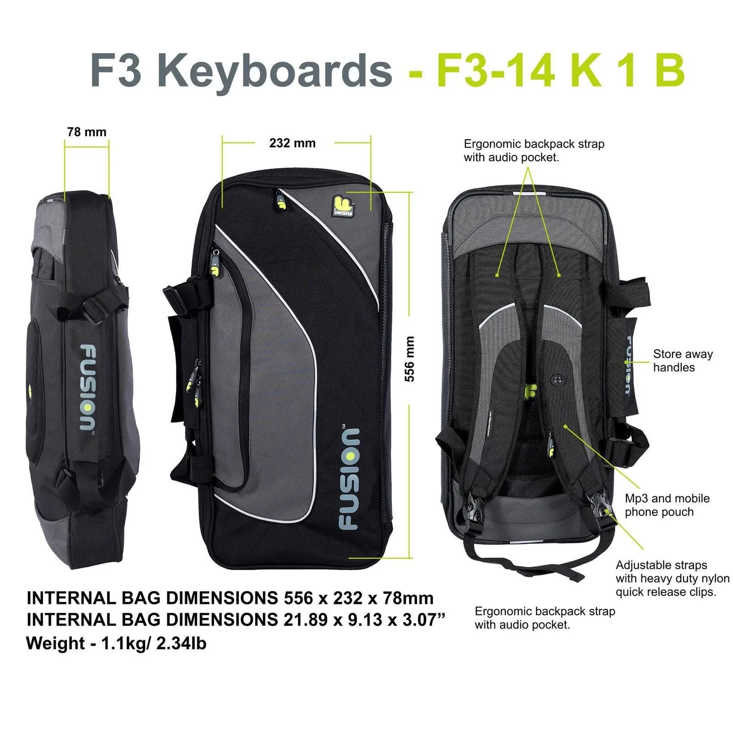 Fusion Bags Keyboard 01 (25-49 keys) gig bag clavier 15 mm