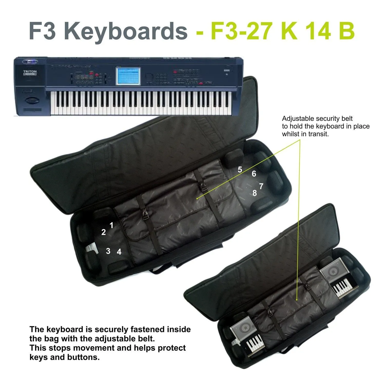 Fusion Bags Keyboard 14 76-88 touches housse clavier noir gris