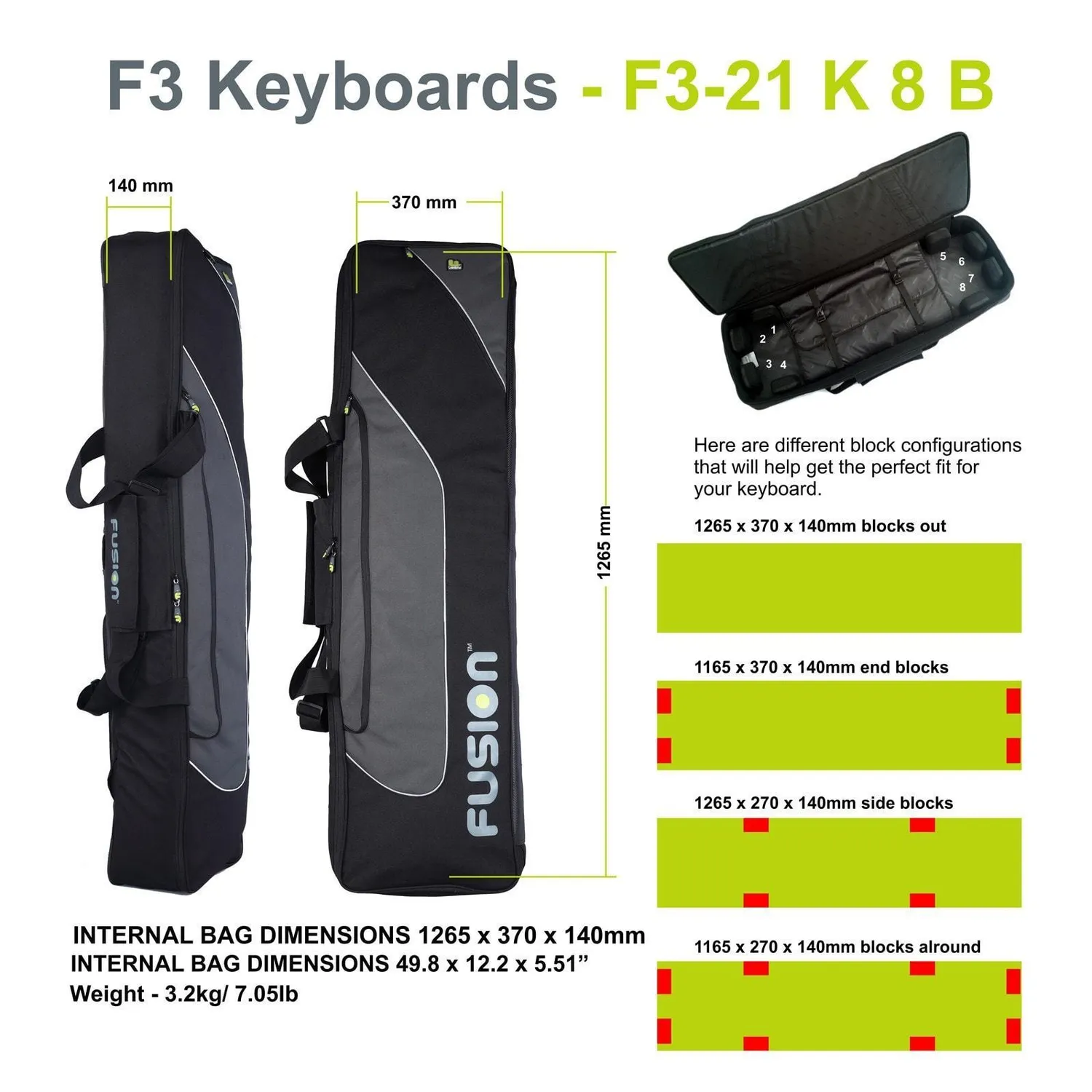 Fusion Bags Keyboard 08 76-88 touches housse clavier noir gris