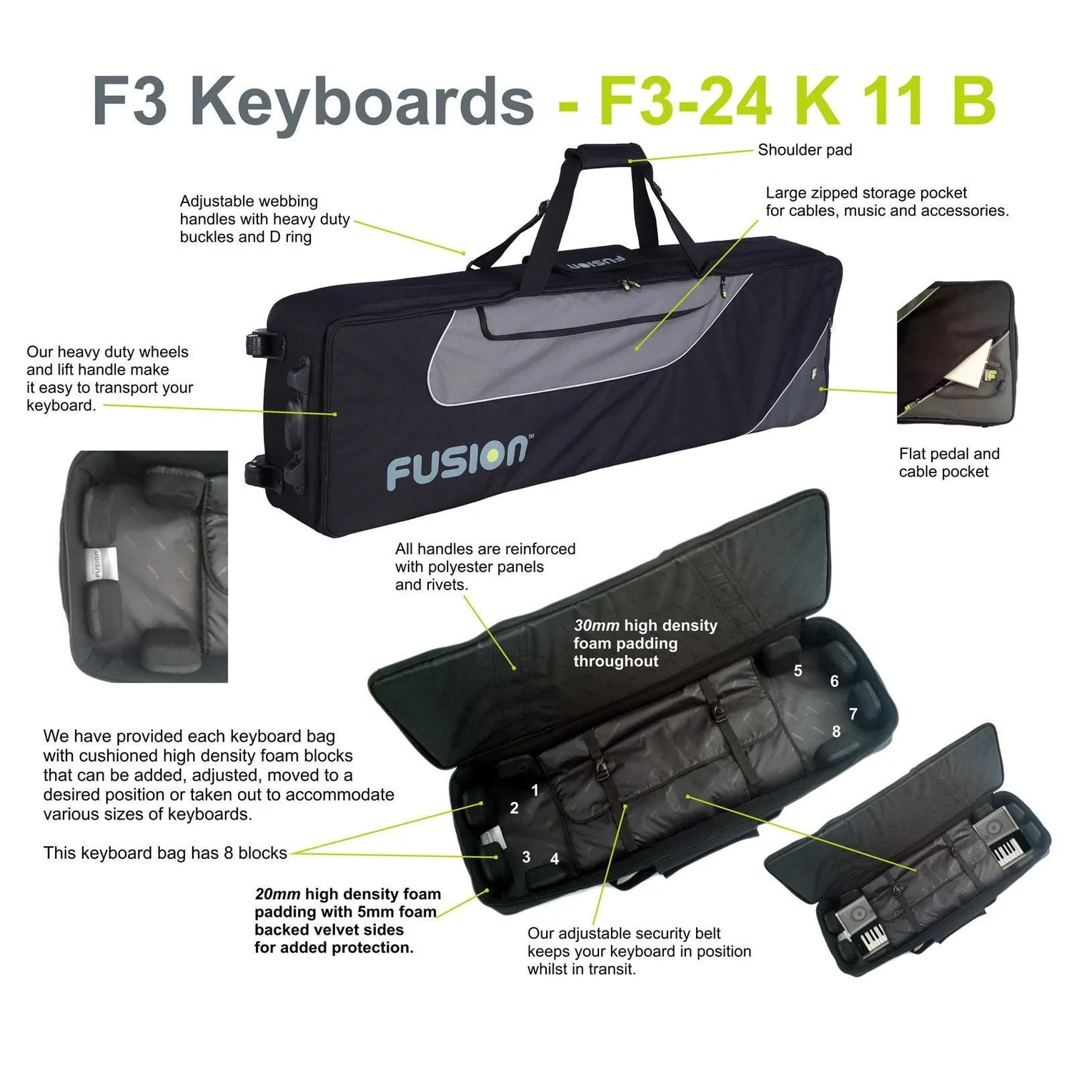 Fusion Bags Keyboard 11 housse clavier 61-76 touches à roulettes
