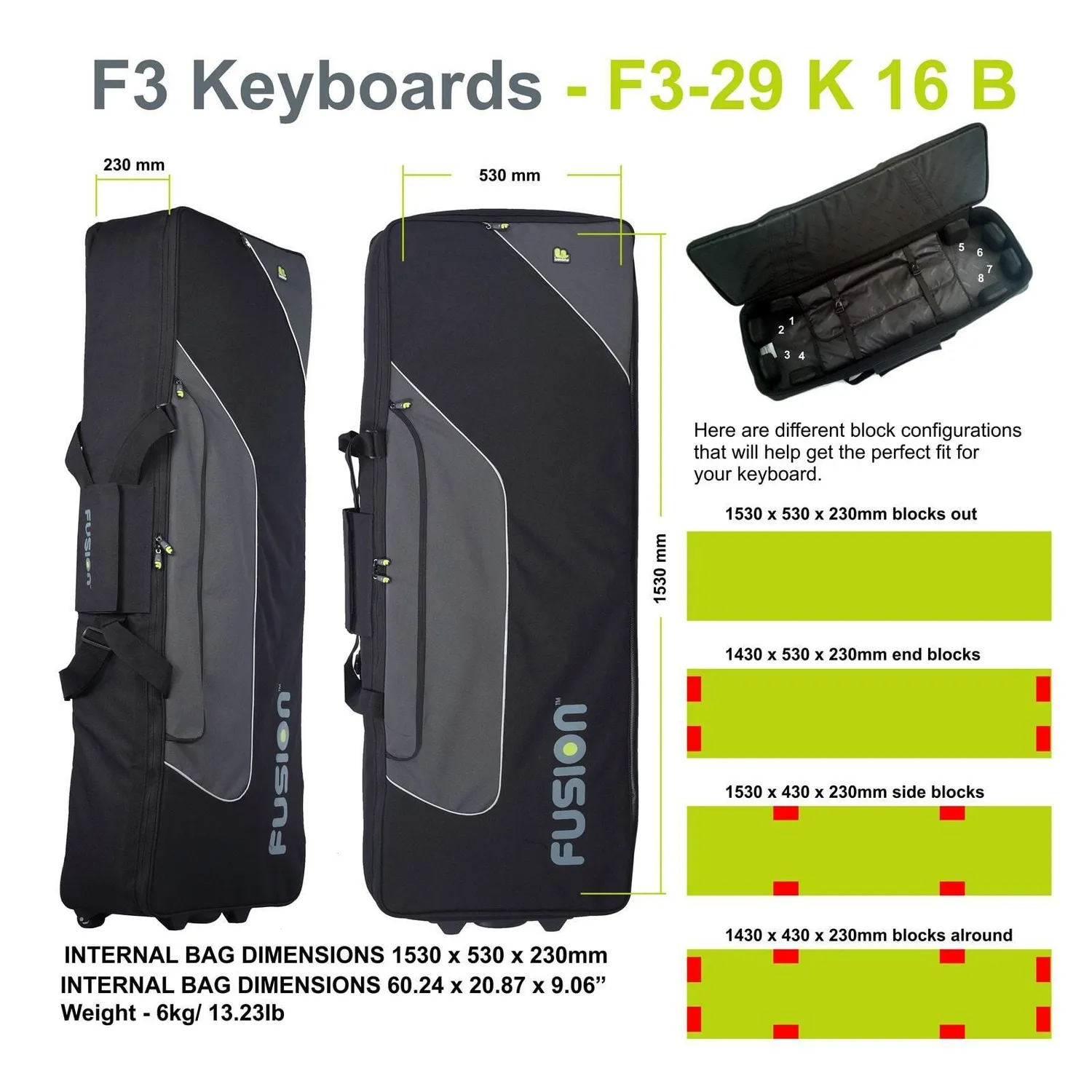 Fusion Bags Keyboard 16 (76-88 keys) gig bag clavier 30 mm