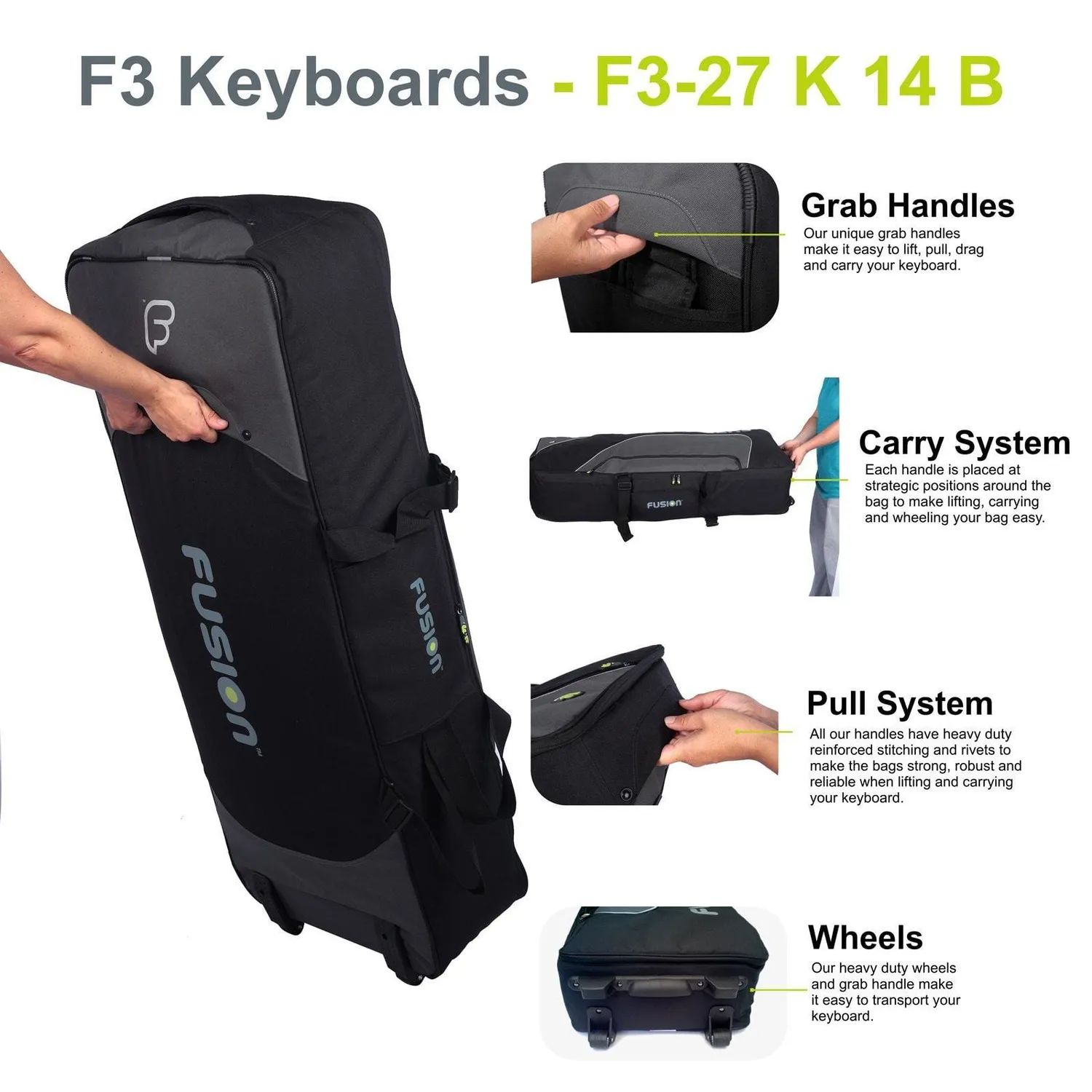 Fusion Bags Keyboard 14 76-88 touches housse clavier noir gris