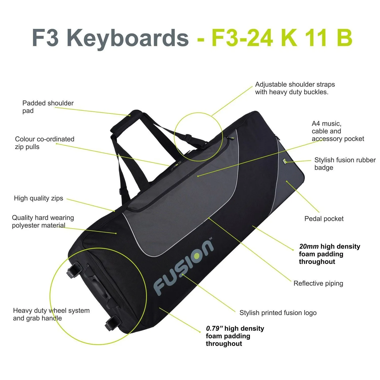 Fusion Bags Keyboard 11 housse clavier 61-76 touches à roulettes