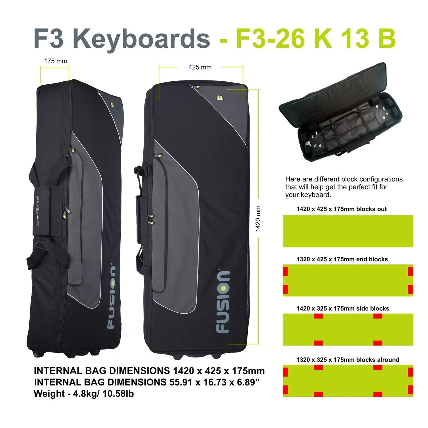 Fusion Bags Keyboard 13 housse clavier 76-88 touches à roulettes