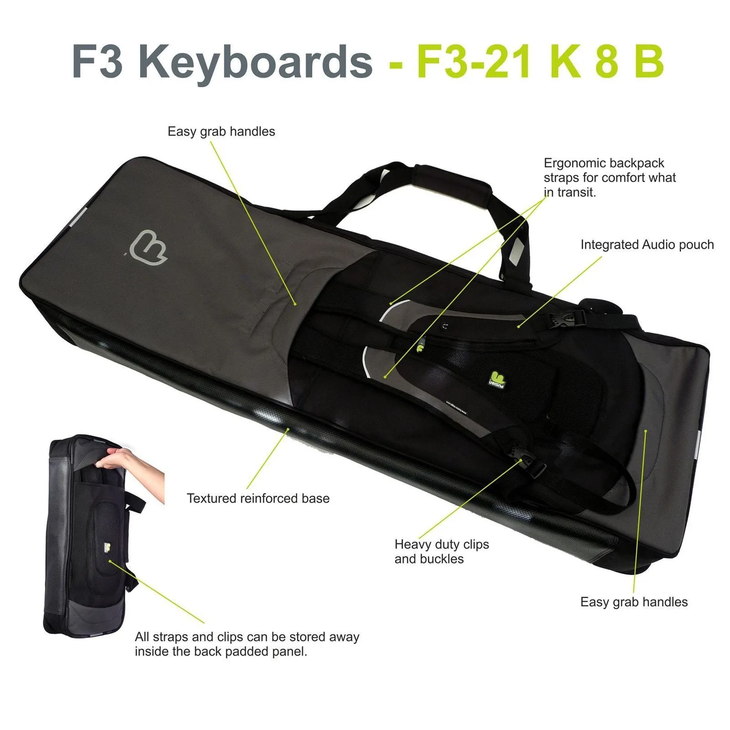 Fusion Bags Keyboard 08 76-88 touches housse clavier noir gris