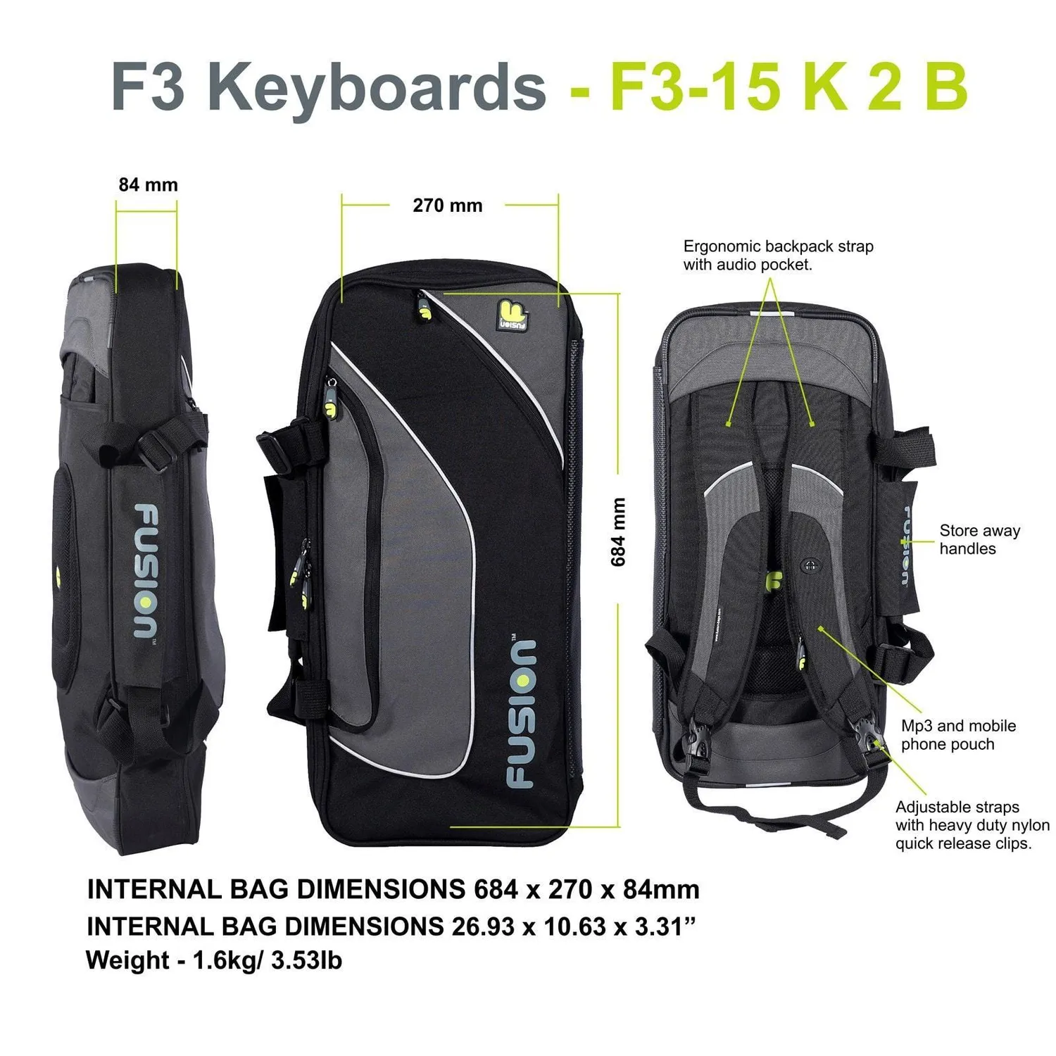 Fusion Bags Keyboard 02 (25-49 keys) gig bag clavier 15 mm