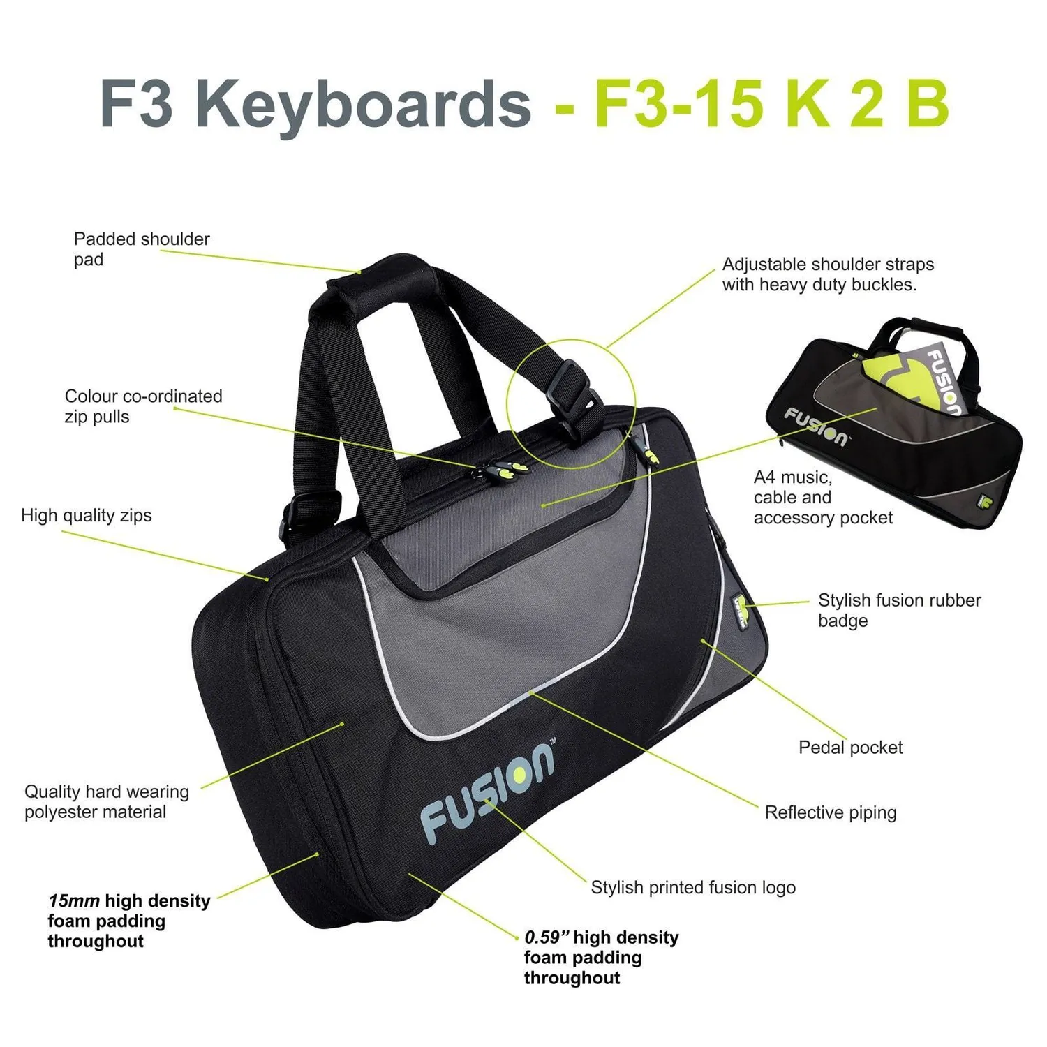 Fusion Bags Keyboard 02 (25-49 keys) gig bag clavier 15 mm
