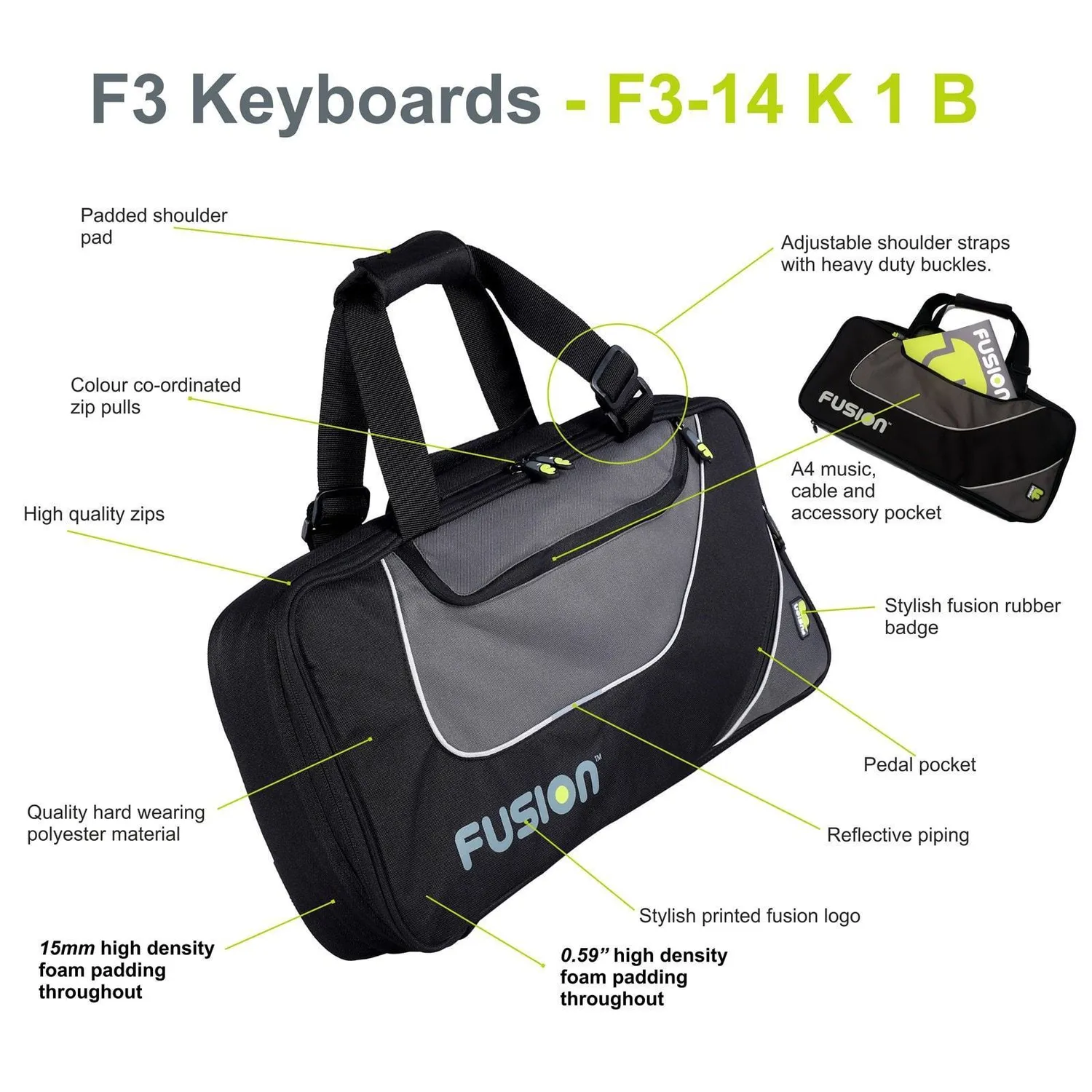 Fusion Bags Keyboard 01 (25-49 keys) gig bag clavier 15 mm
