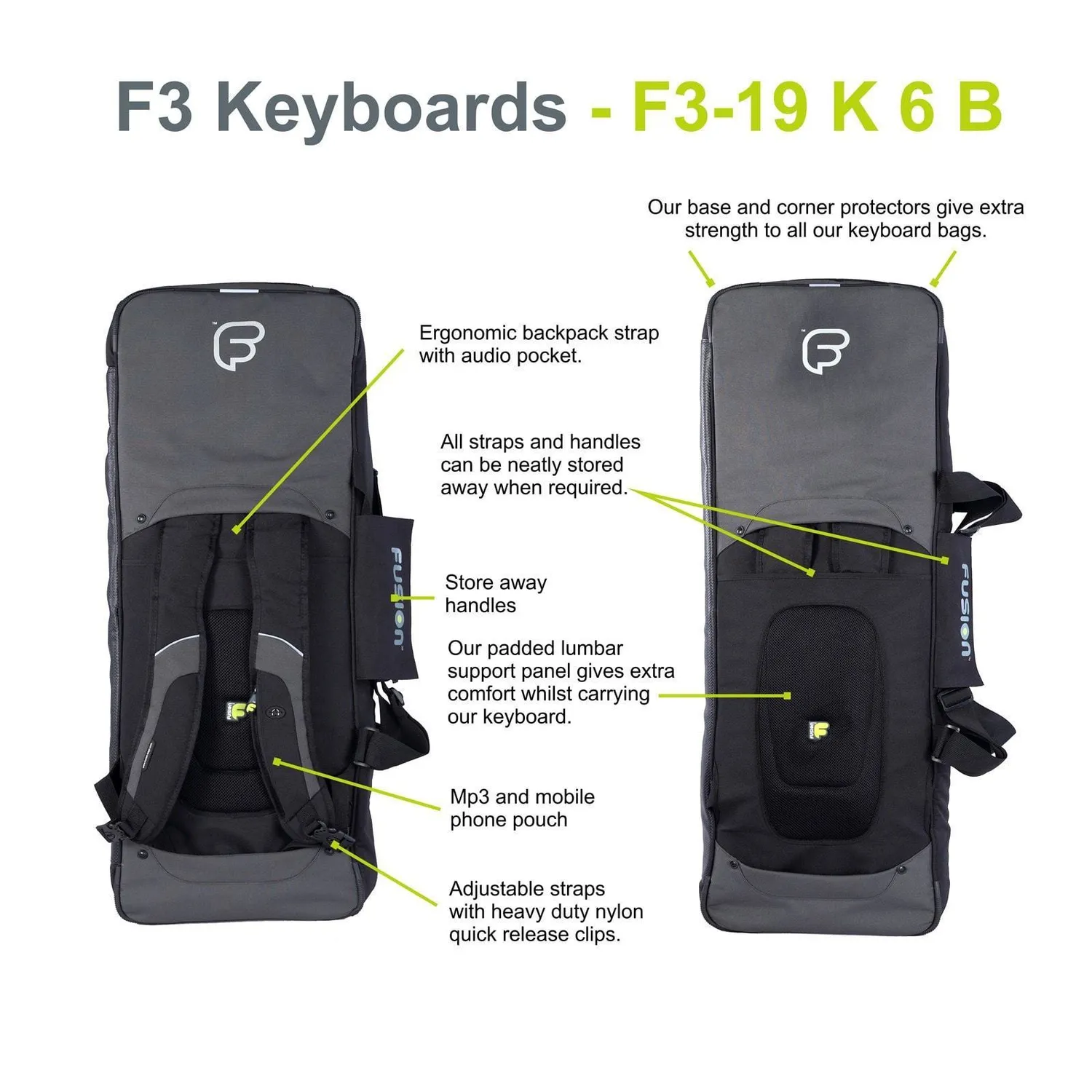 Fusion Bags Keyboard 06 (61-76 keys) housse de clavier noir gris rembourrée