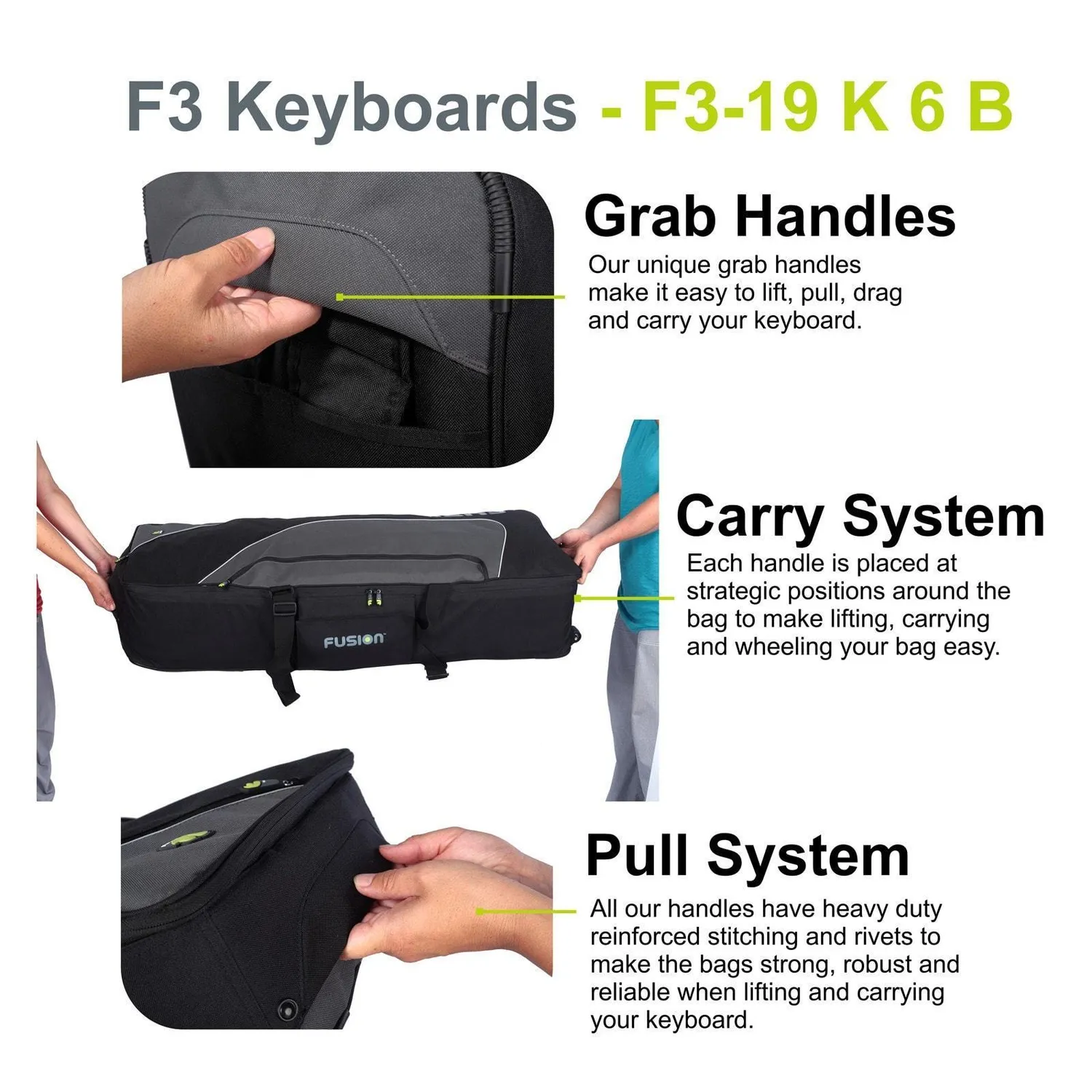 Fusion Bags Keyboard 06 (61-76 keys) housse de clavier noir gris rembourrée