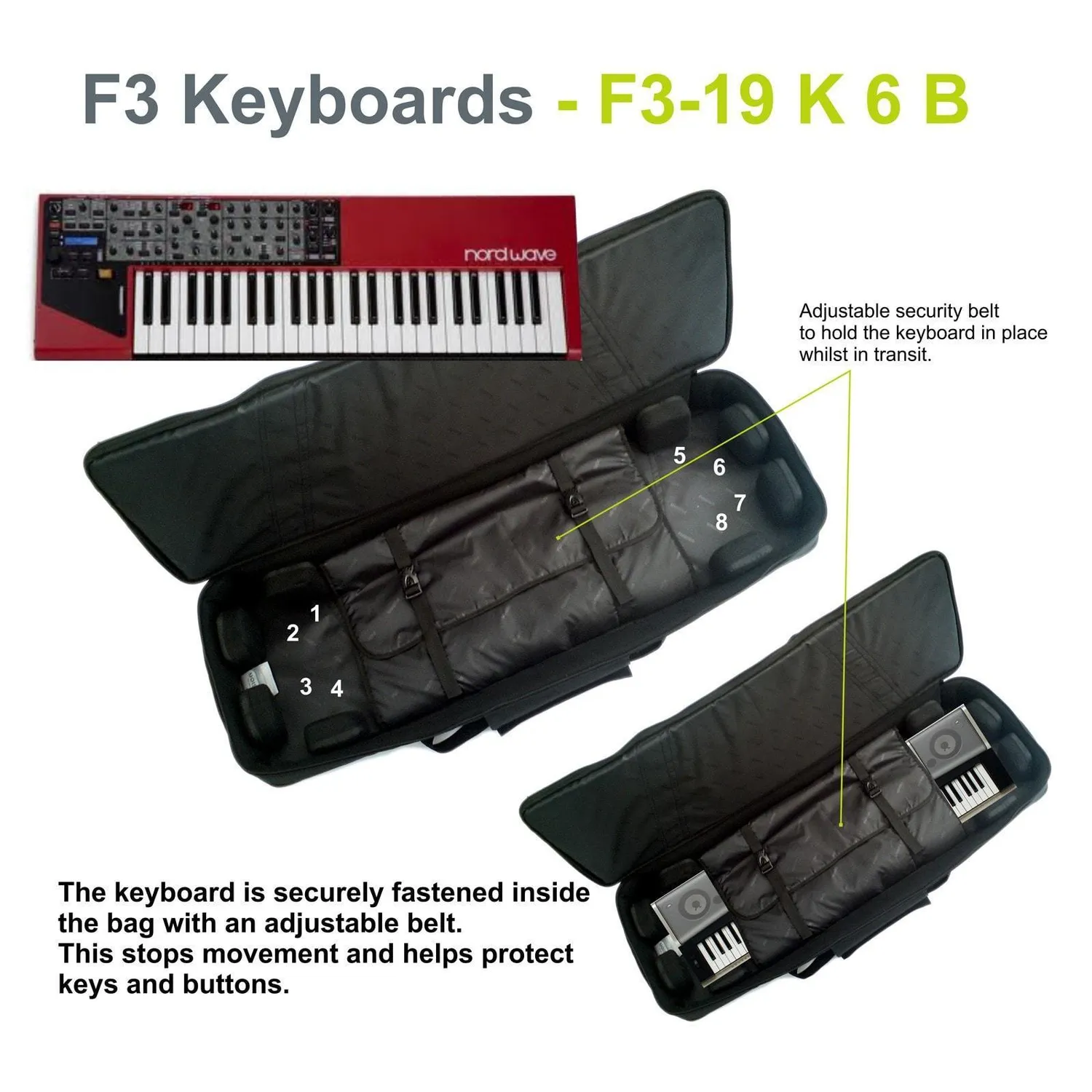 Fusion Bags Keyboard 06 (61-76 keys) housse de clavier noir gris rembourrée