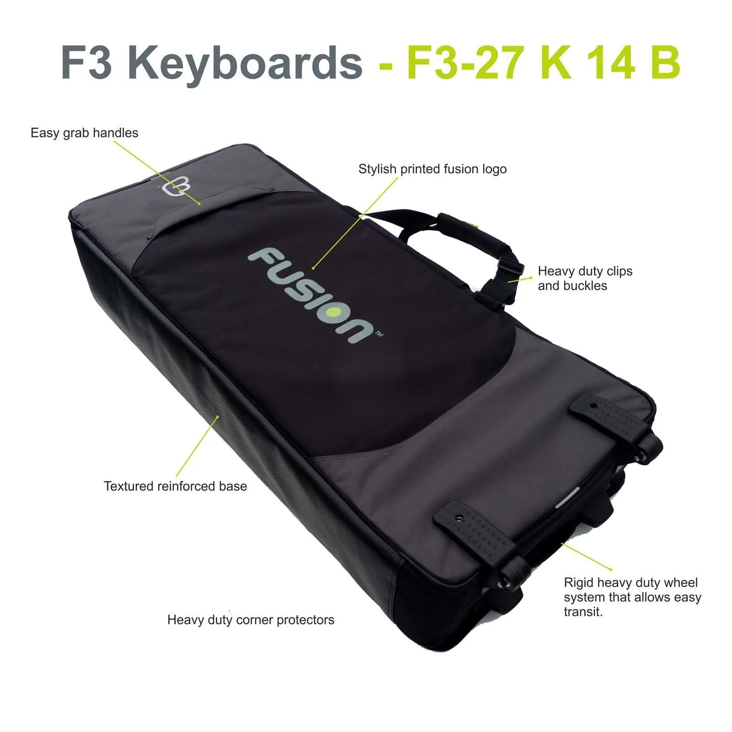 Fusion Bags Keyboard 14 76-88 touches housse clavier noir gris