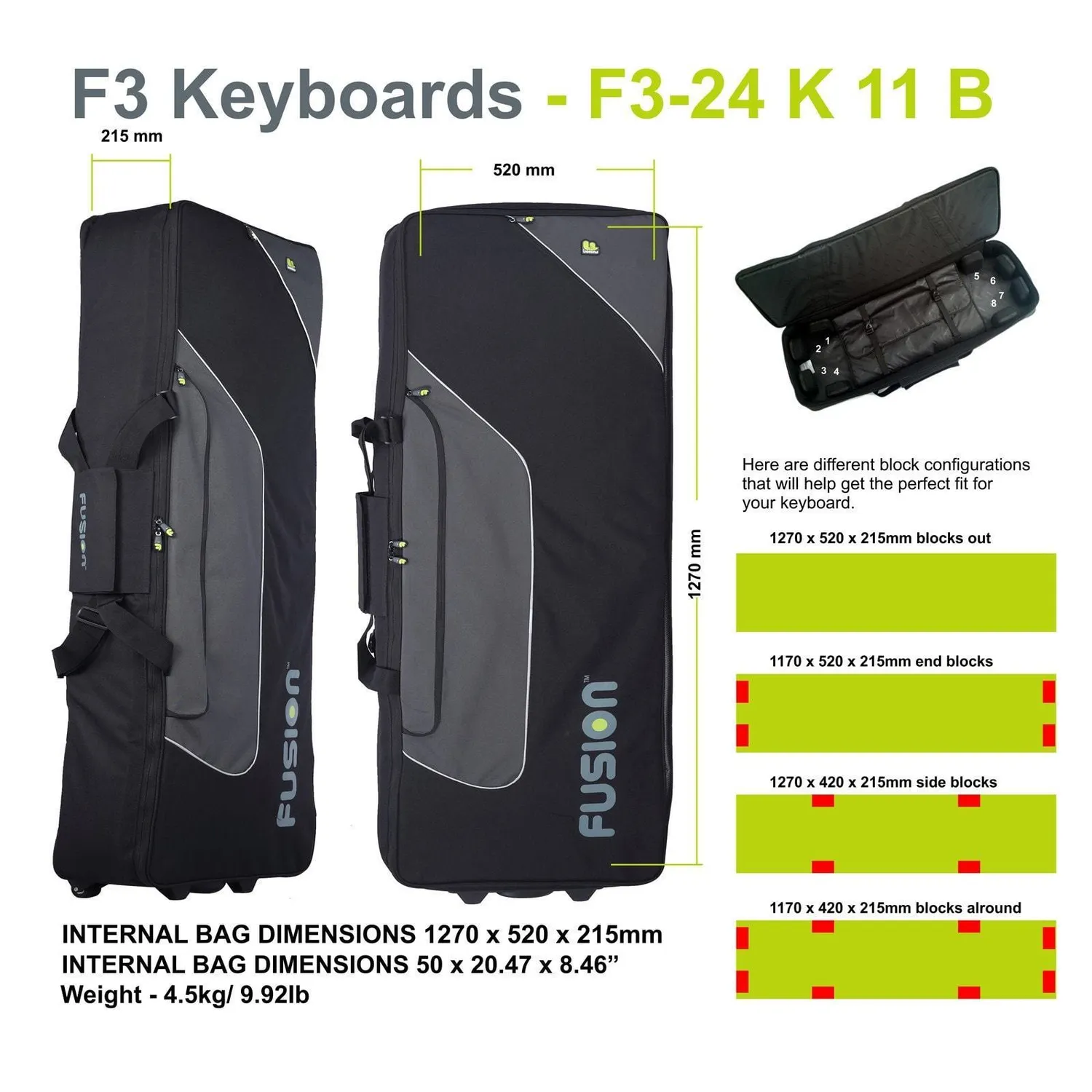Fusion Bags Keyboard 11 housse clavier 61-76 touches à roulettes