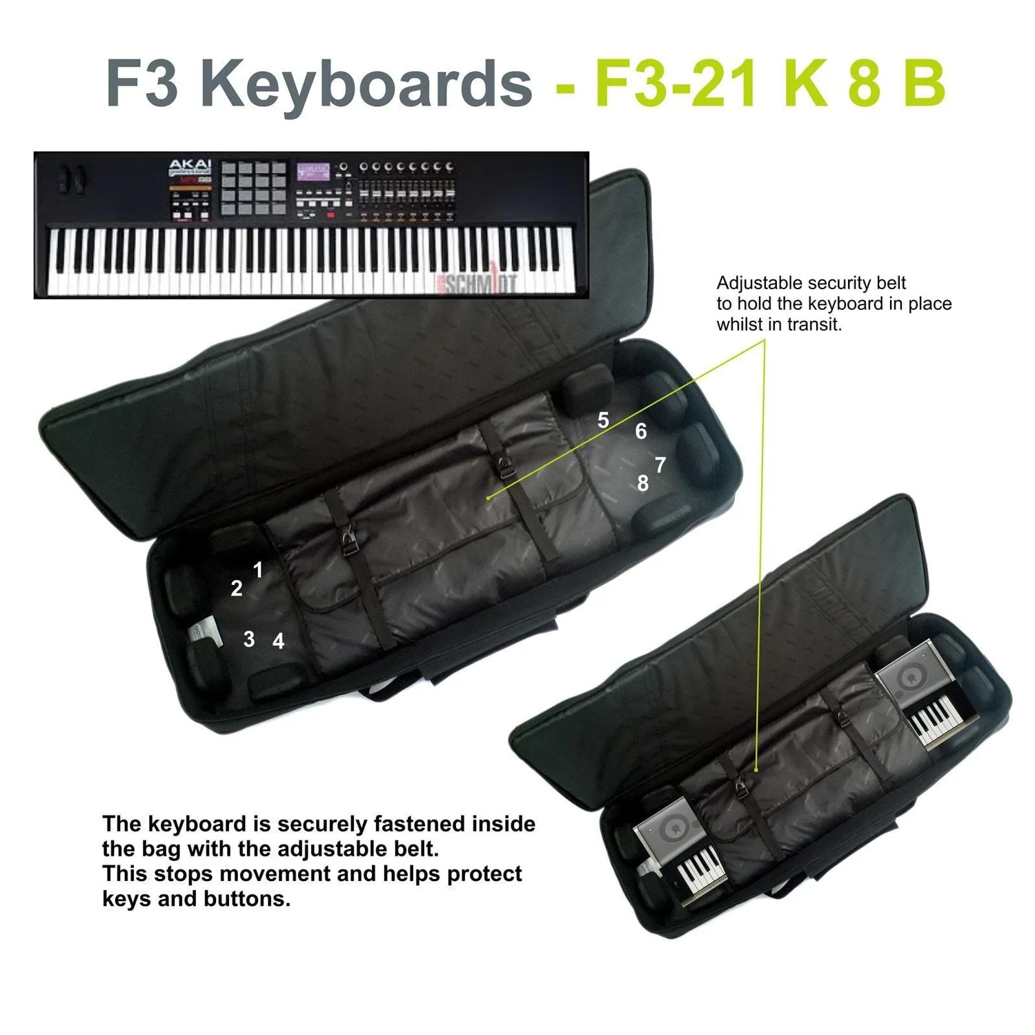 Fusion Bags Keyboard 08 76-88 touches housse clavier noir gris