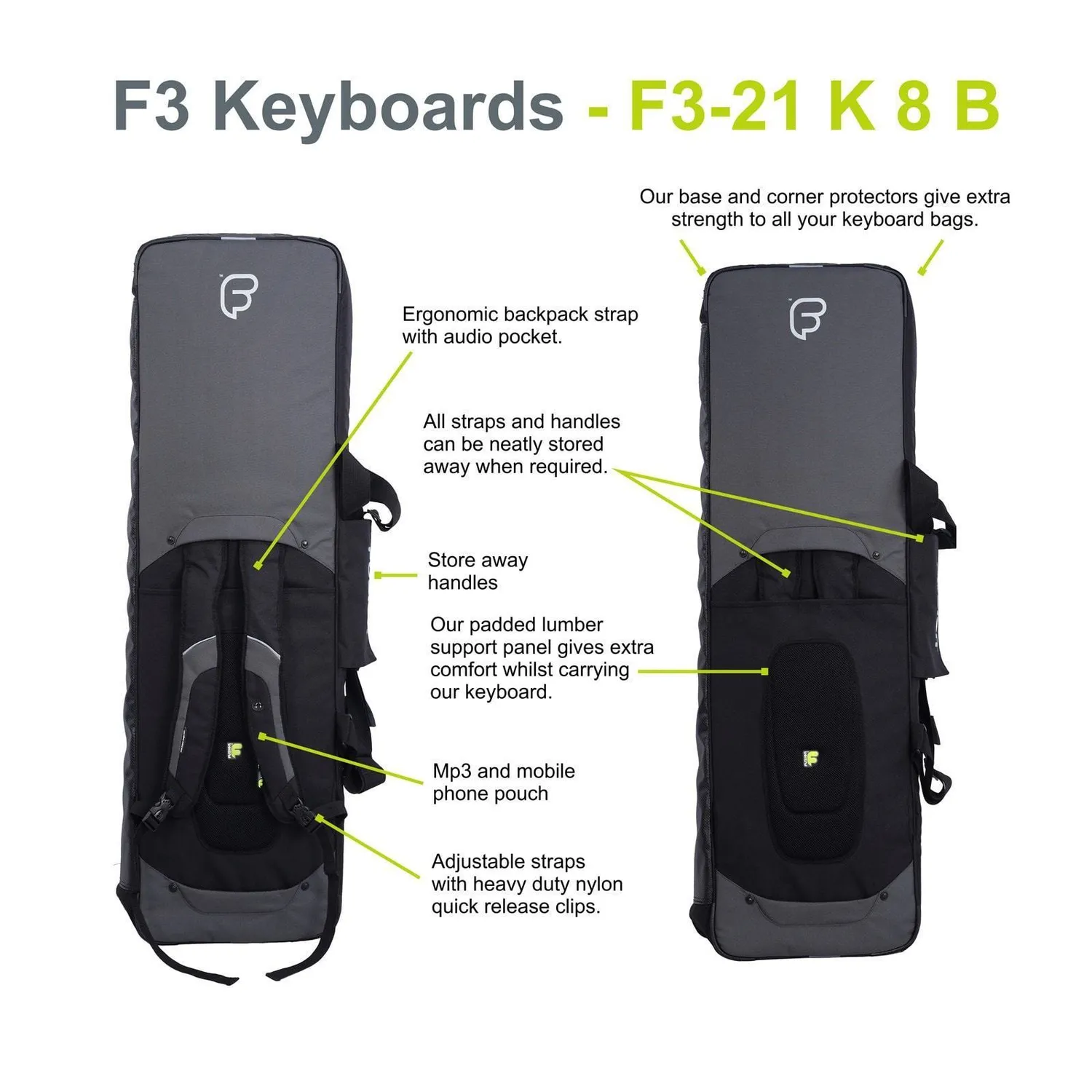 Fusion Bags Keyboard 08 76-88 touches housse clavier noir gris